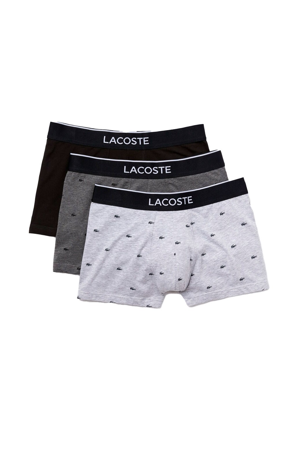 Boxers Lacoste Courts Pack 3 Negro y gris