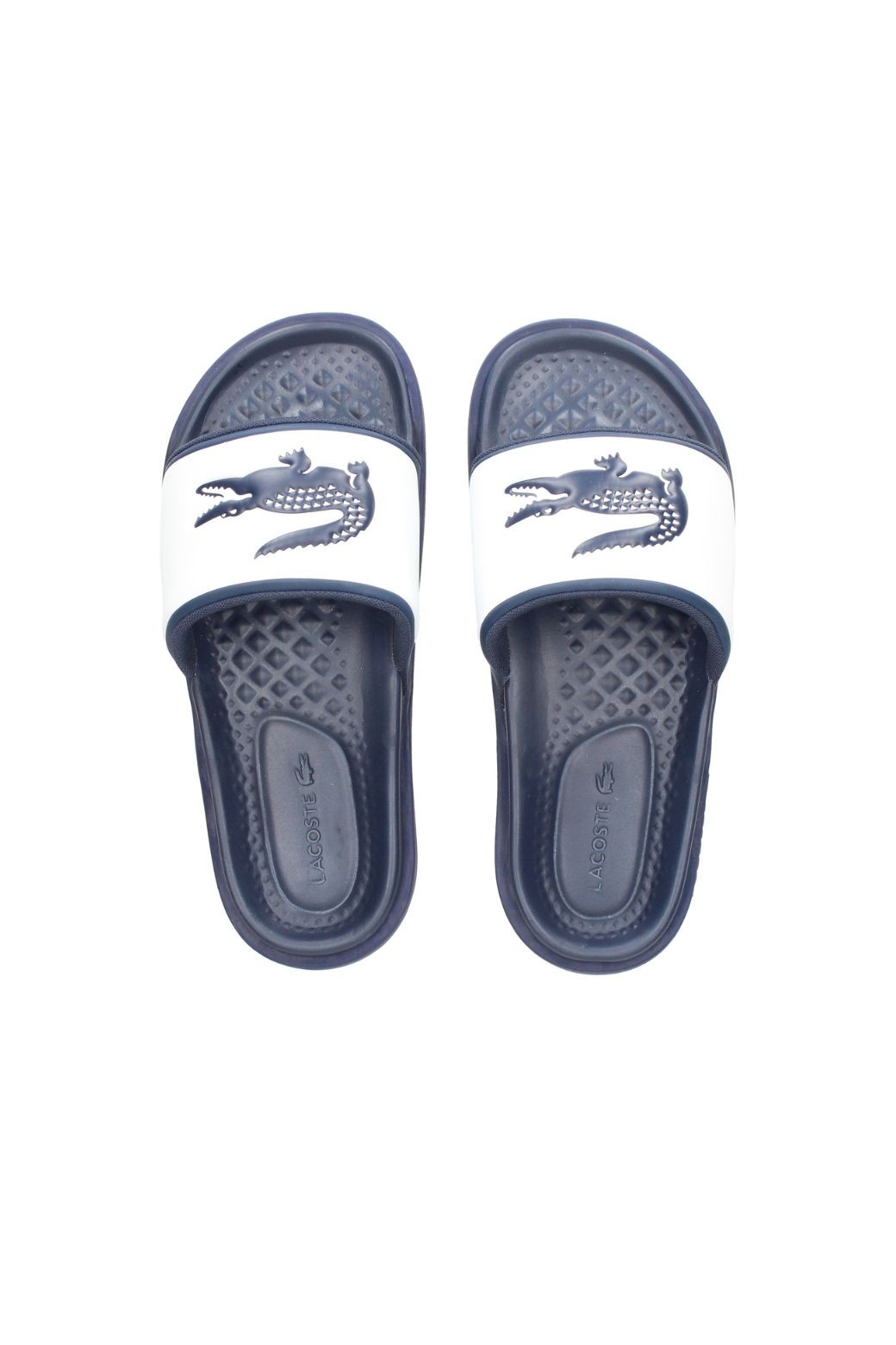 Chanclas Lacoste Serve Slide Dual Azul marino y Blancas