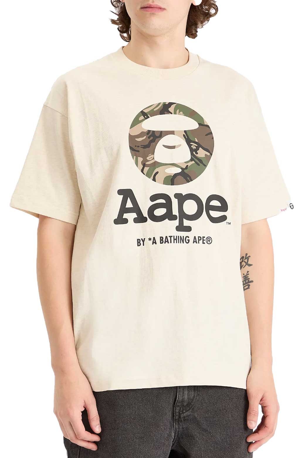 Camiseta AAPE OG Moonface GRZ Camo Beige