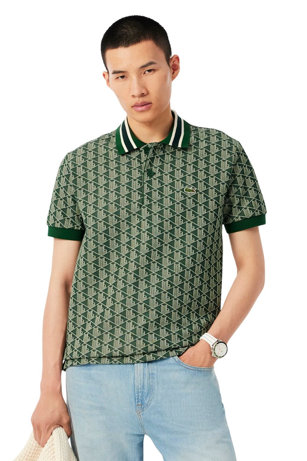 Polo Lacoste Monograma Verde
