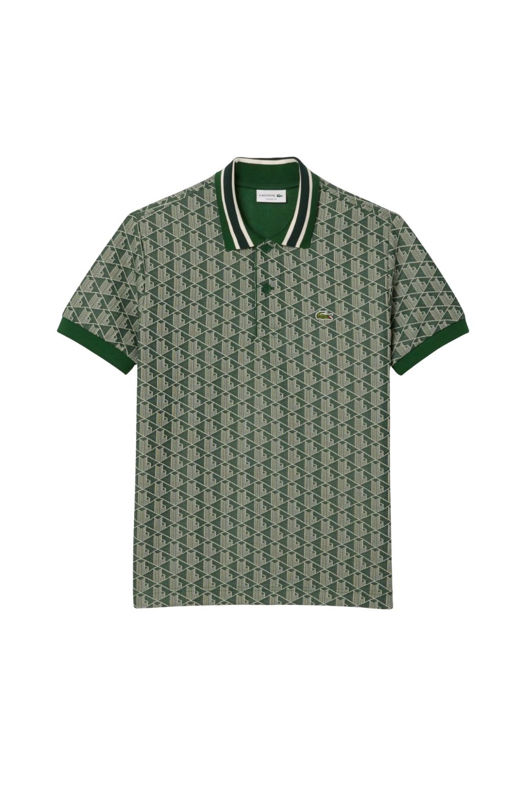 Polo Lacoste Monograma Verde