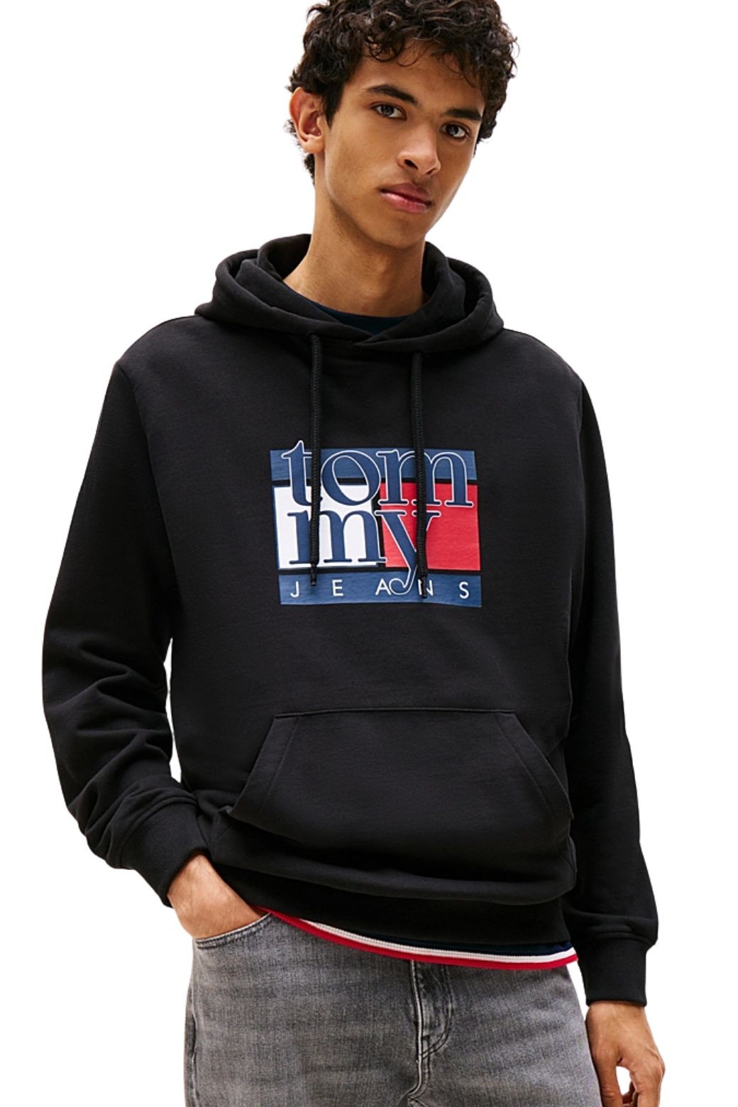 Sudadera Tommy Jeans Regular Flag Negro