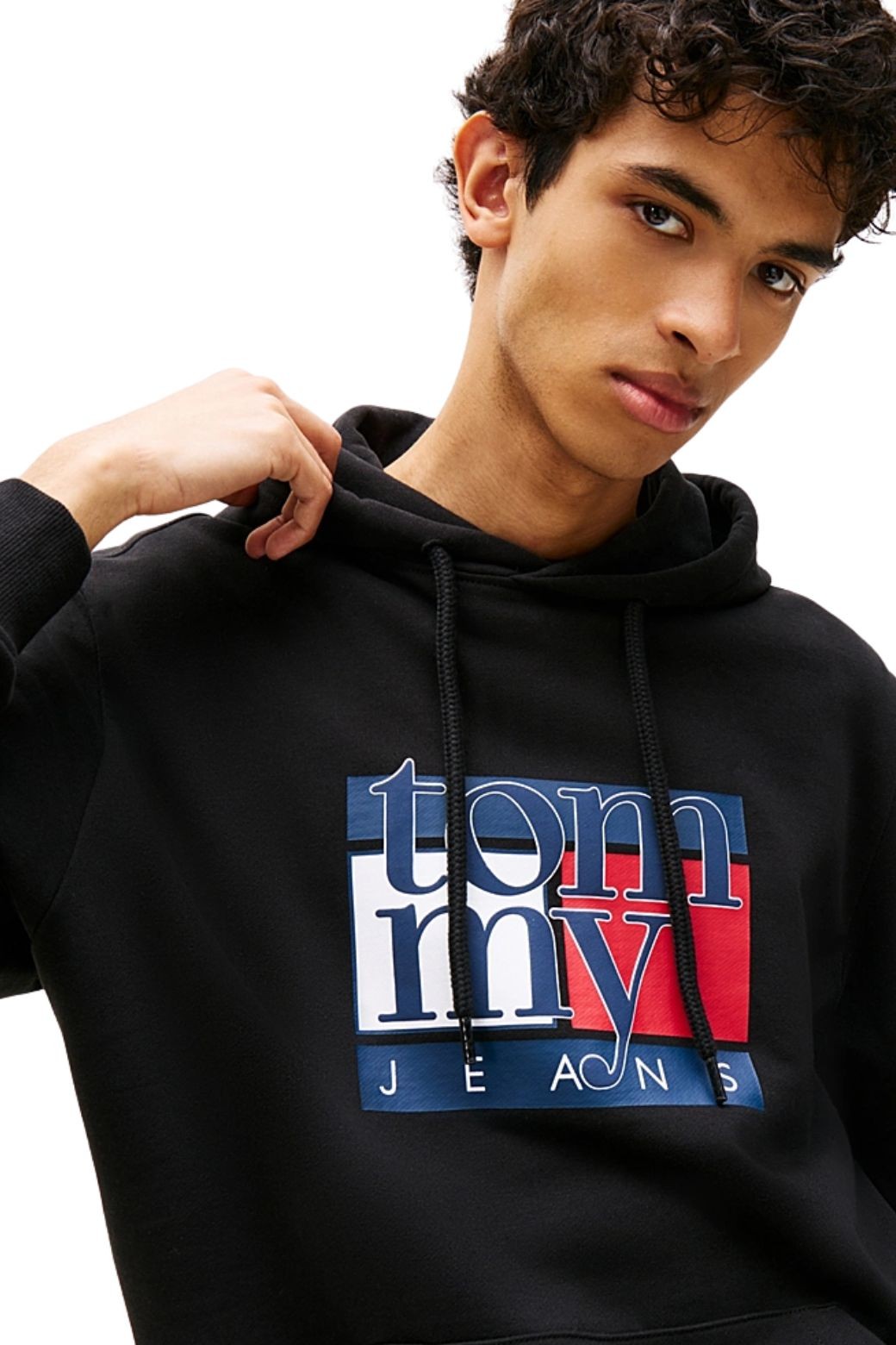 Sudadera Tommy Jeans Regular Flag Negro