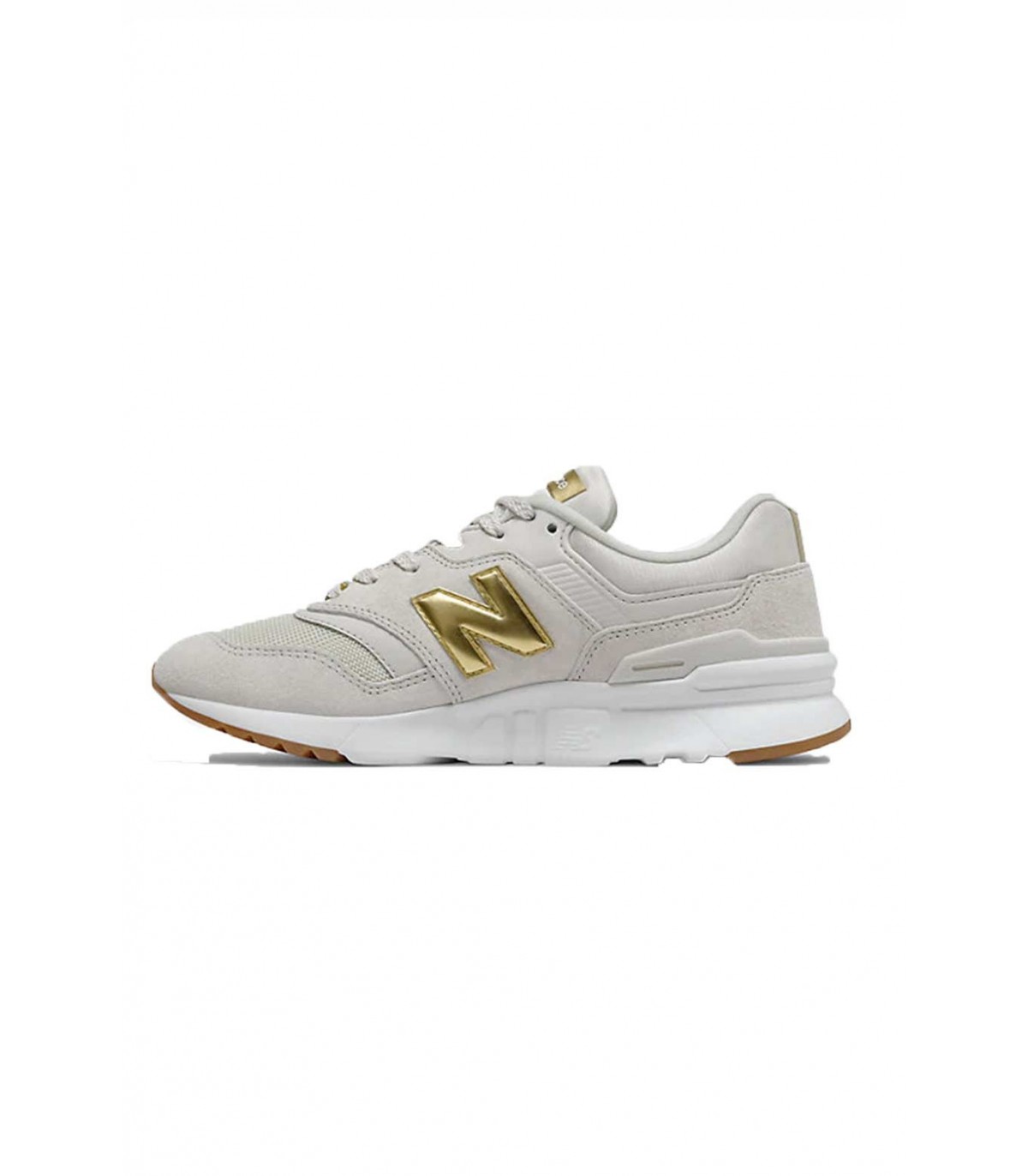 new balance beige y doradas