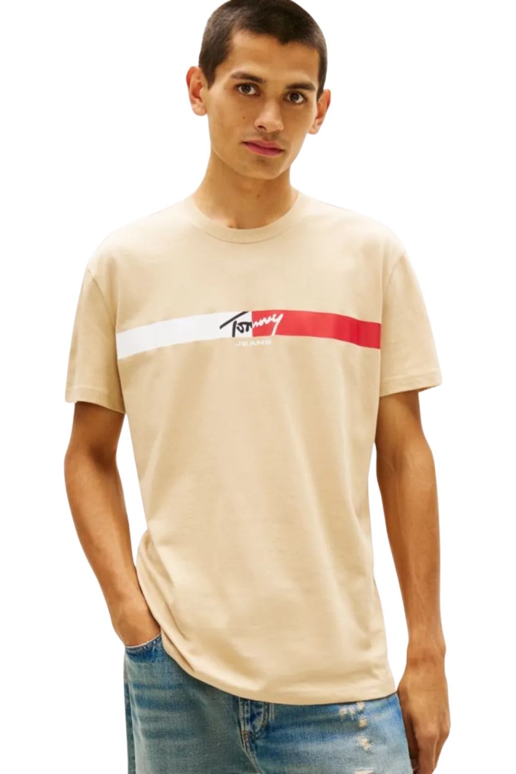 Camiseta Tommy Jeans Regular Signature Beige