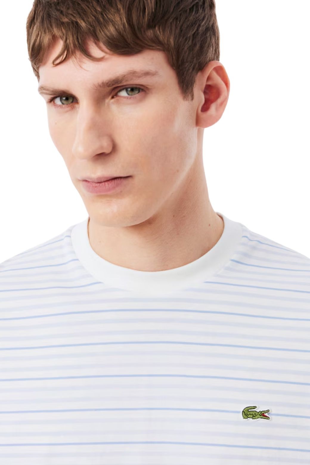 Camiseta Lacoste Rayas Azul y Blanca