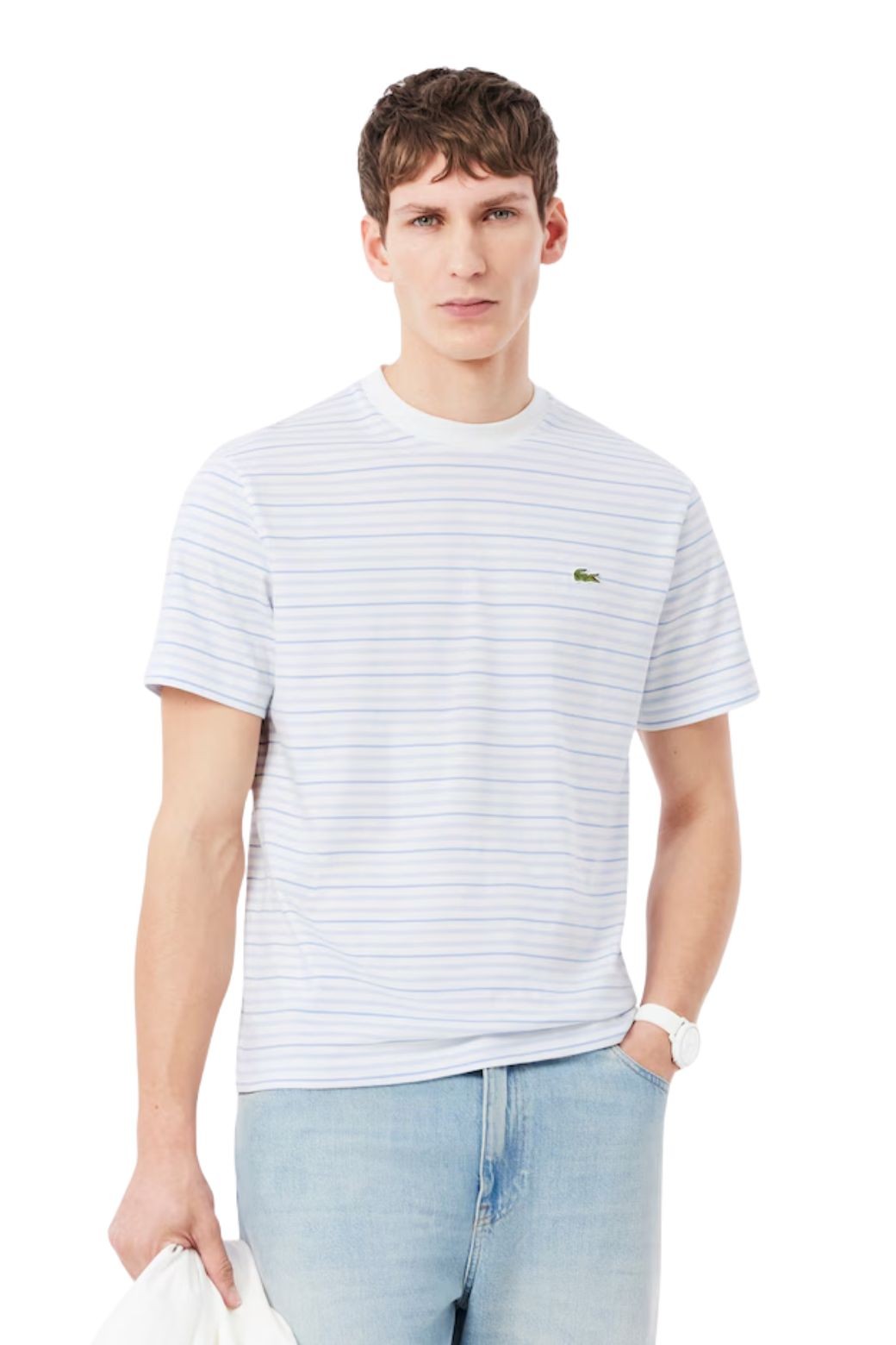 Camiseta Lacoste Rayas Azul y Blanca