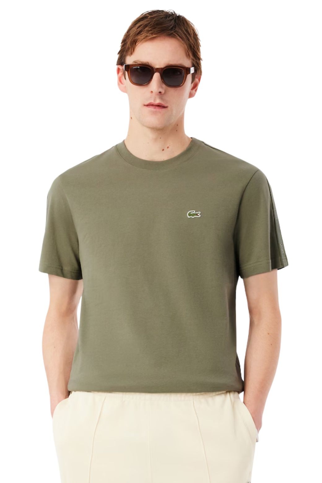 Camiseta Lacoste Franjas Verde Kaki