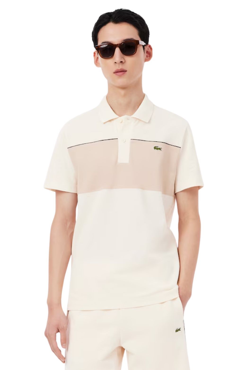 Polo Lacoste Colorblock Beige