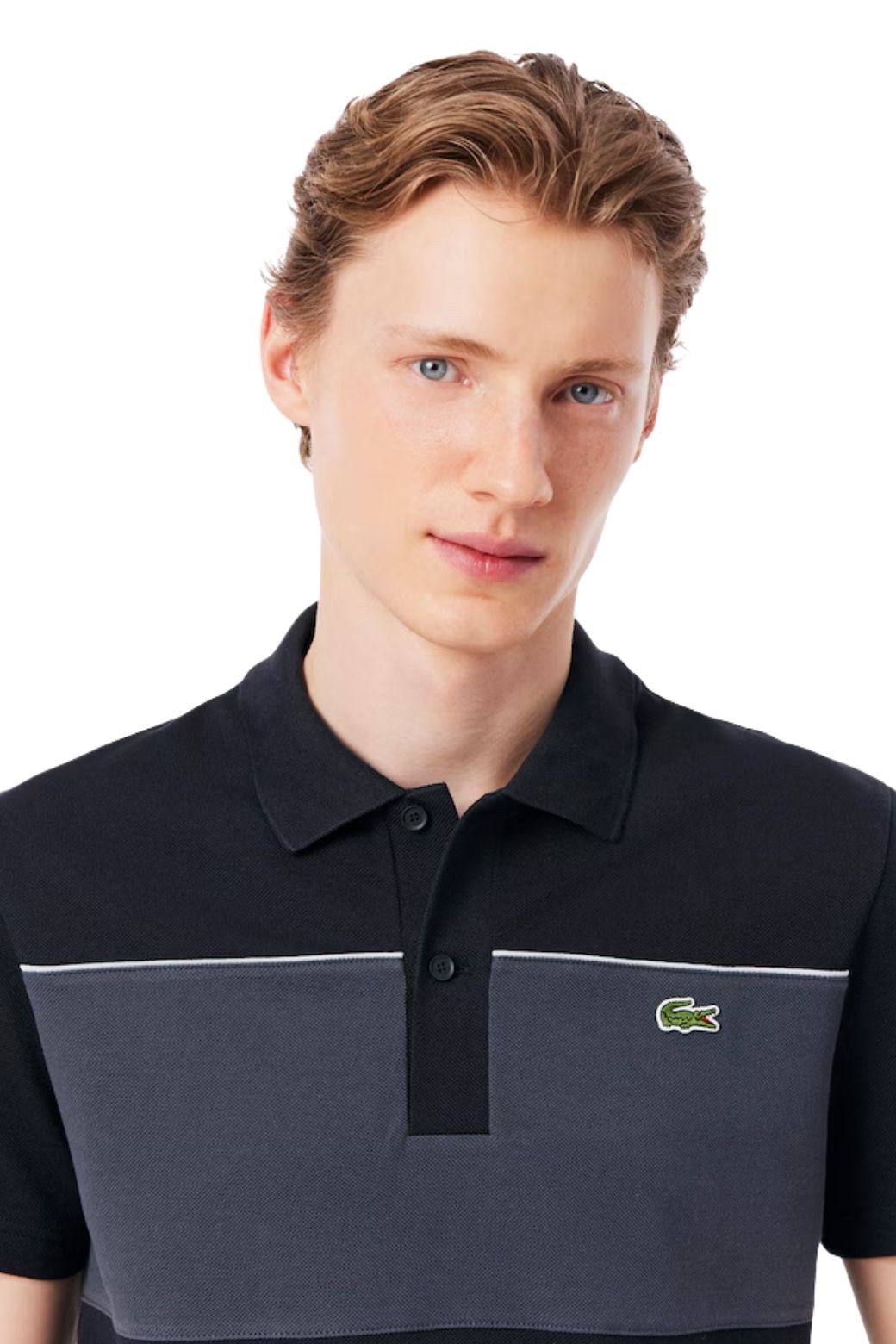 Polo Lacoste Colorblock Negro
