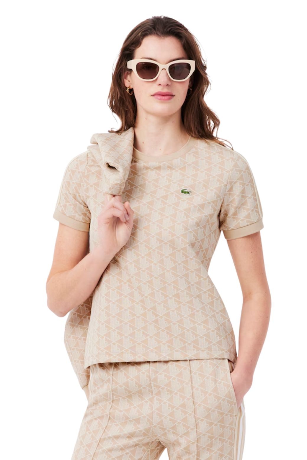 Camiseta Lacoste Monograma Beige