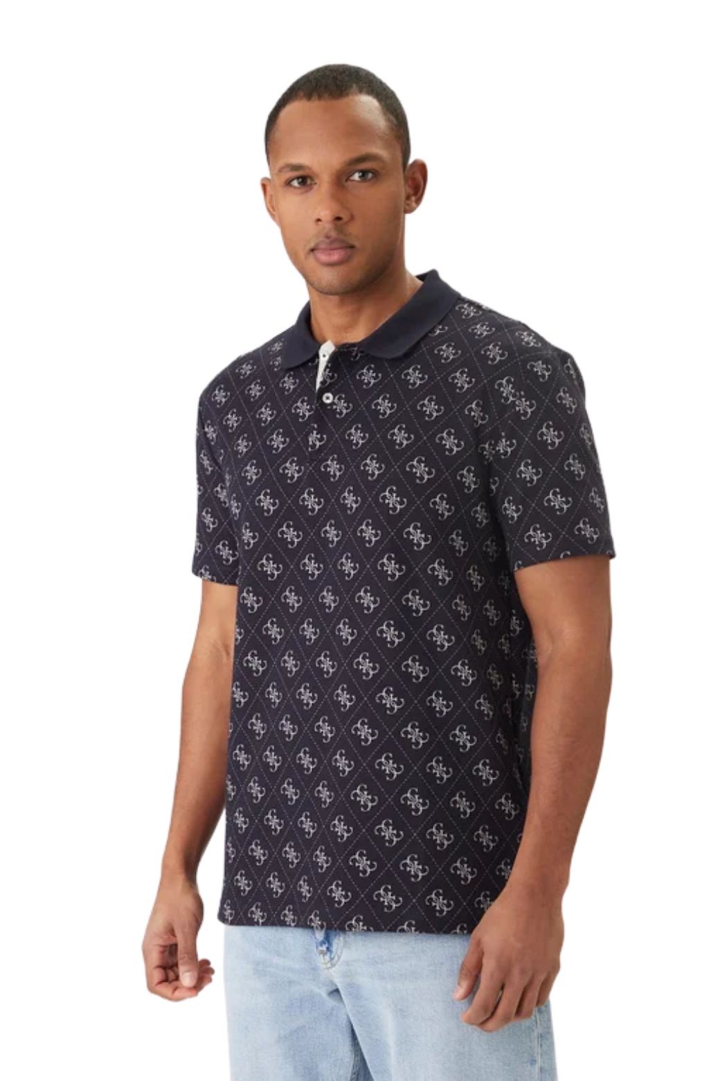 Polo Guess Estampado Azul Marino