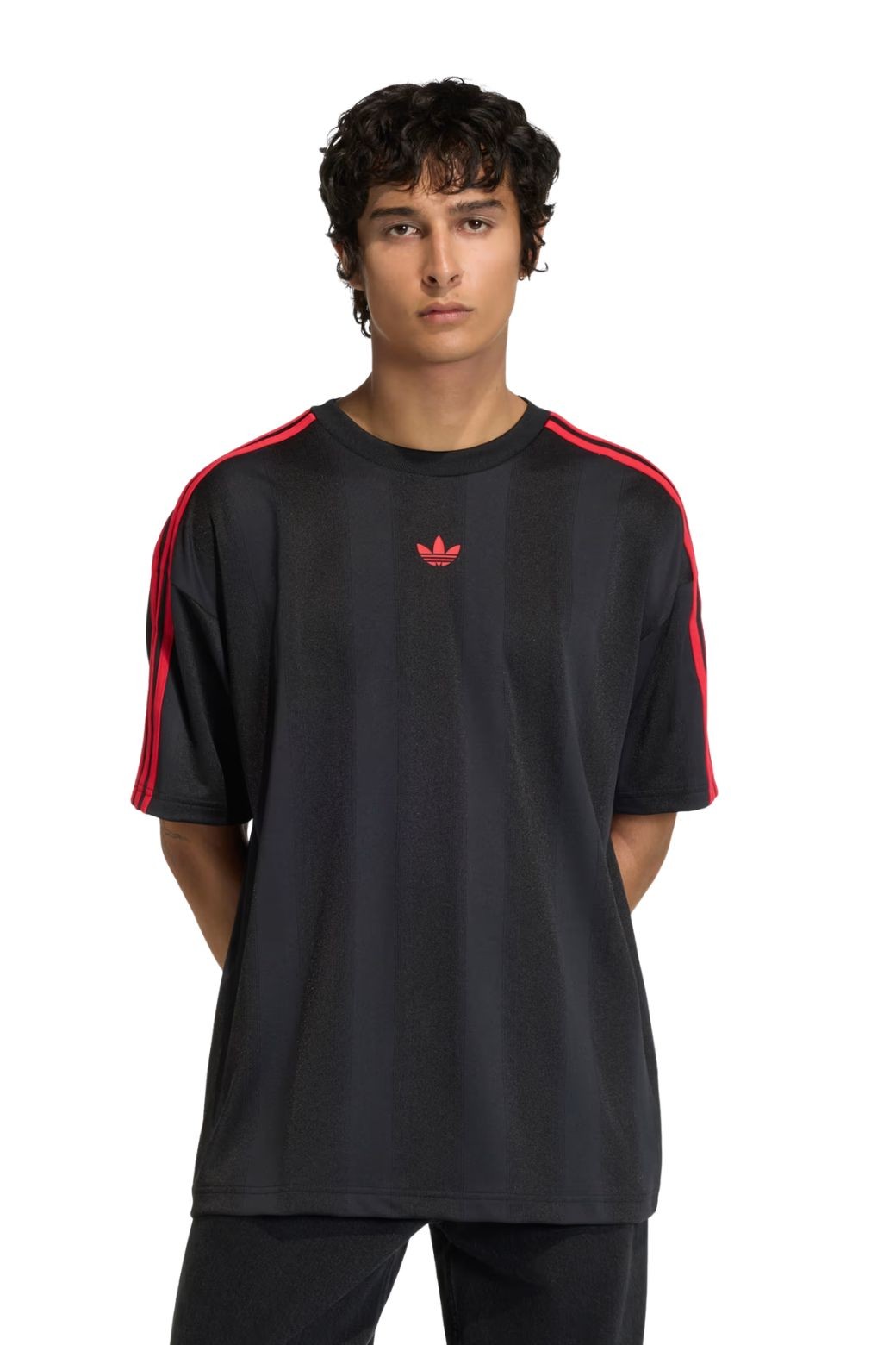Camiseta Adidas Jacquard Negra y Roja