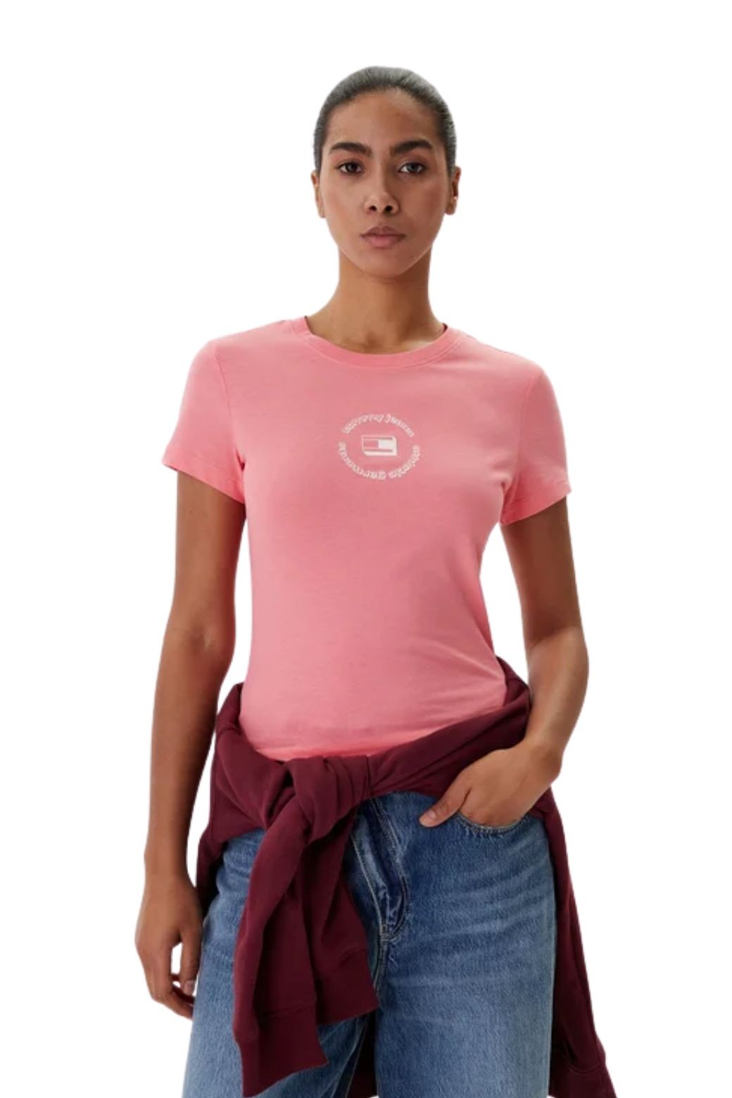 Camiseta Tommy Jeans Slim Logo Rosa