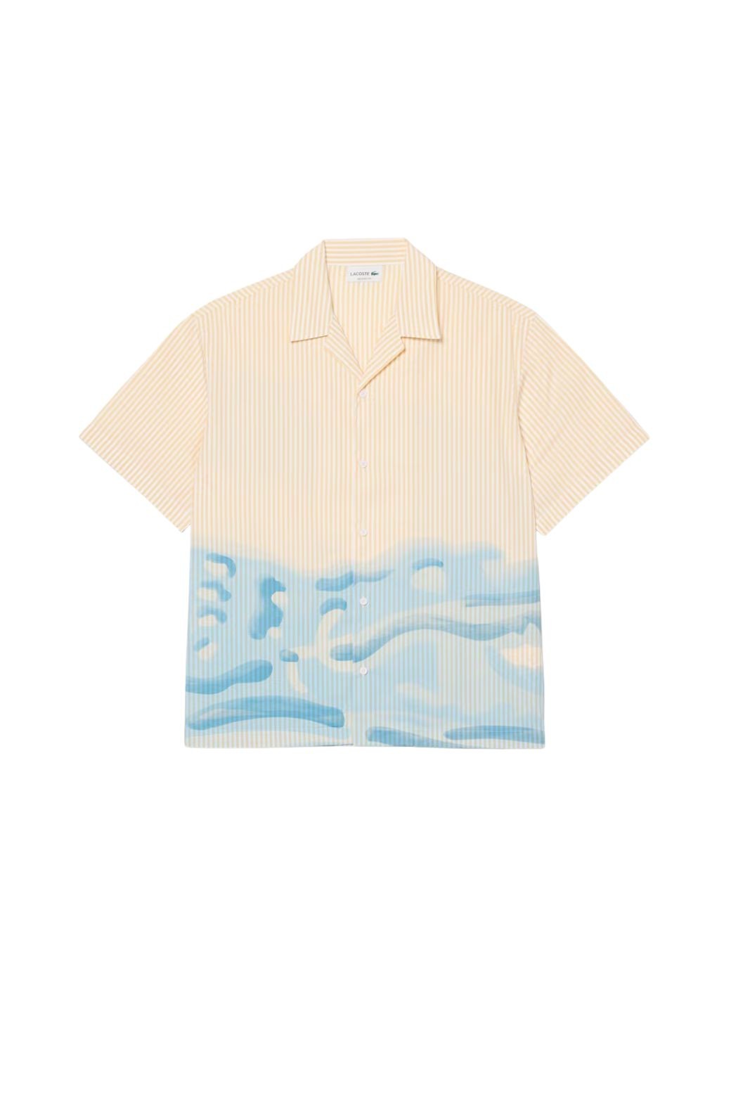 Camisa Lacoste Hawaiian Boxy Beige y Azul