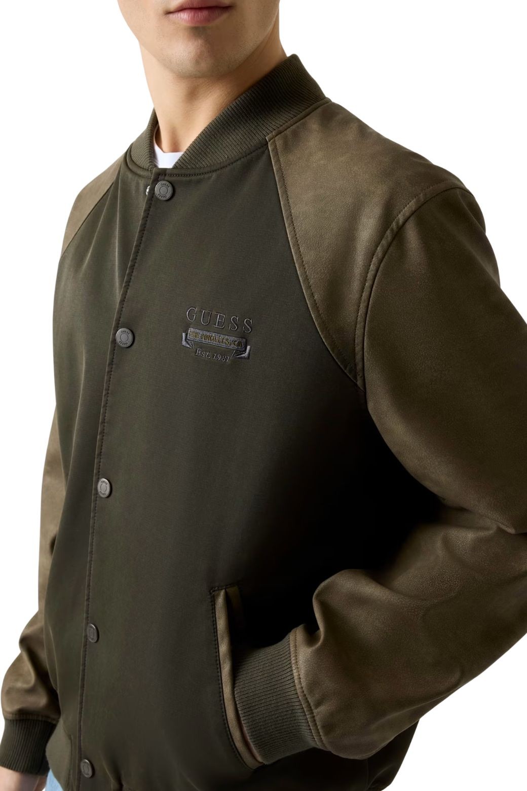 Chaqueta Guess Heritage Varsity Marron y Verde