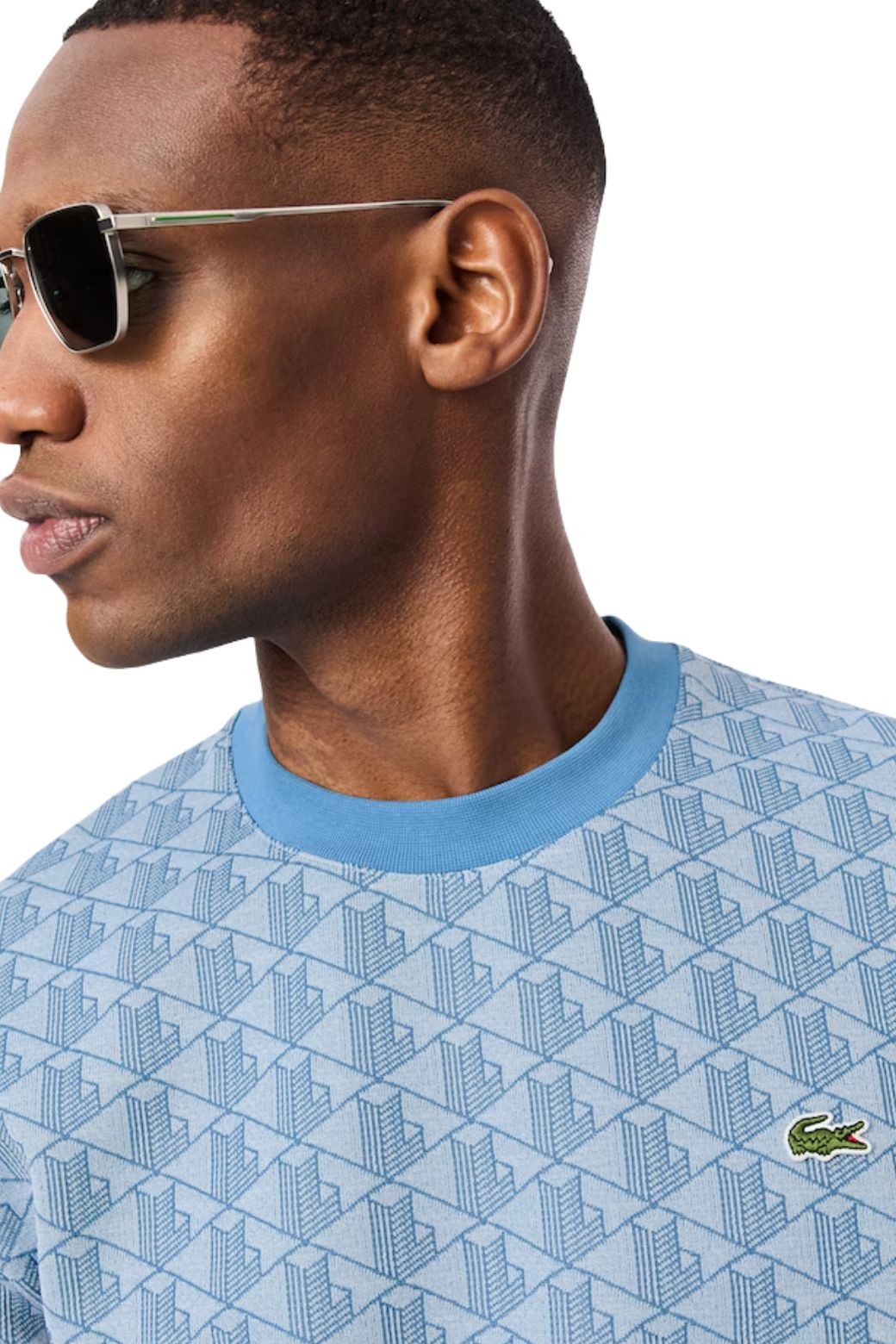 Camiseta Lacoste Jacquard Monogram Celeste