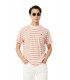 Camiseta Lacoste Rayas Naranja y Blanca