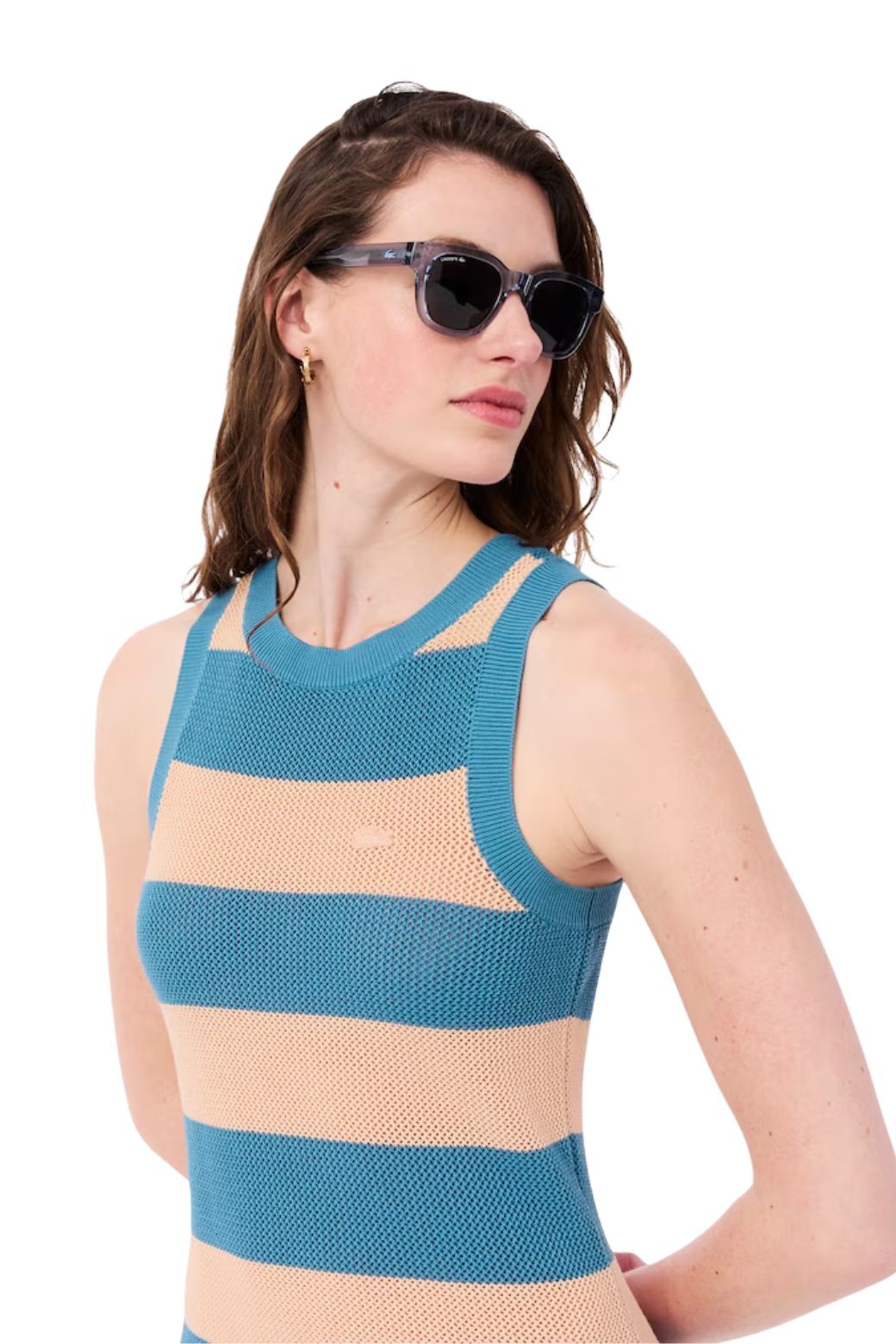 Vestido Lacoste Rayas Striped Azul y Beige
