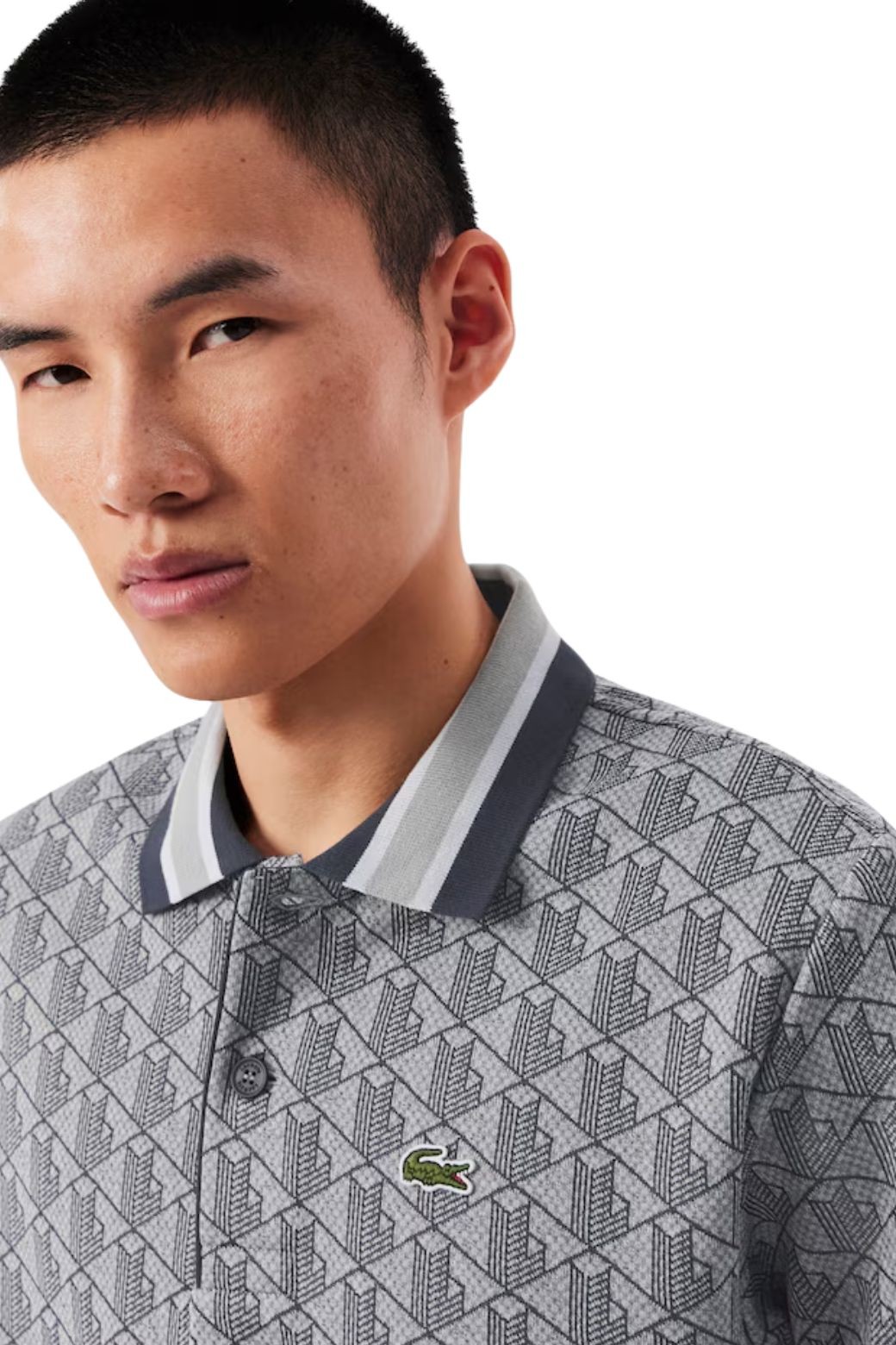 Polo Lacoste Jacquard Gris
