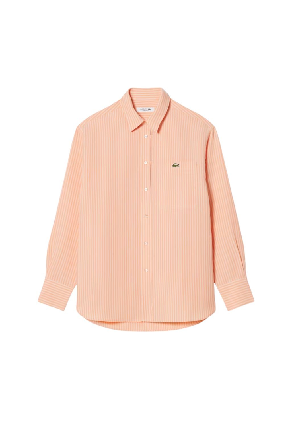 Camisa Lacoste Oversized Rayas Naranja
