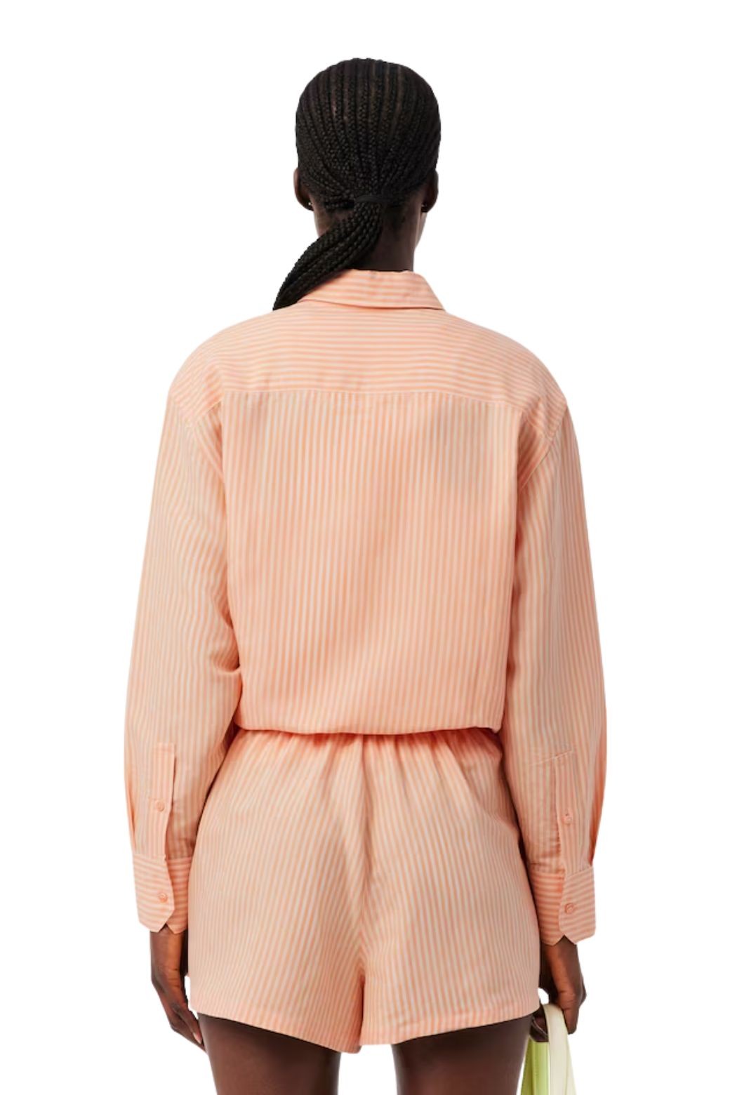 Camisa Lacoste Oversized Rayas Naranja