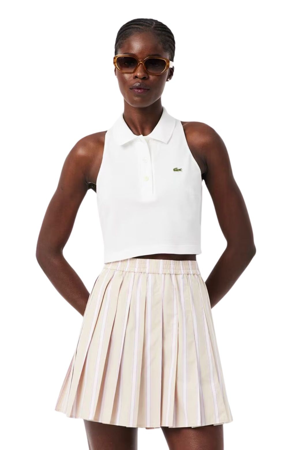 Polo Lacoste Cropped Blanco