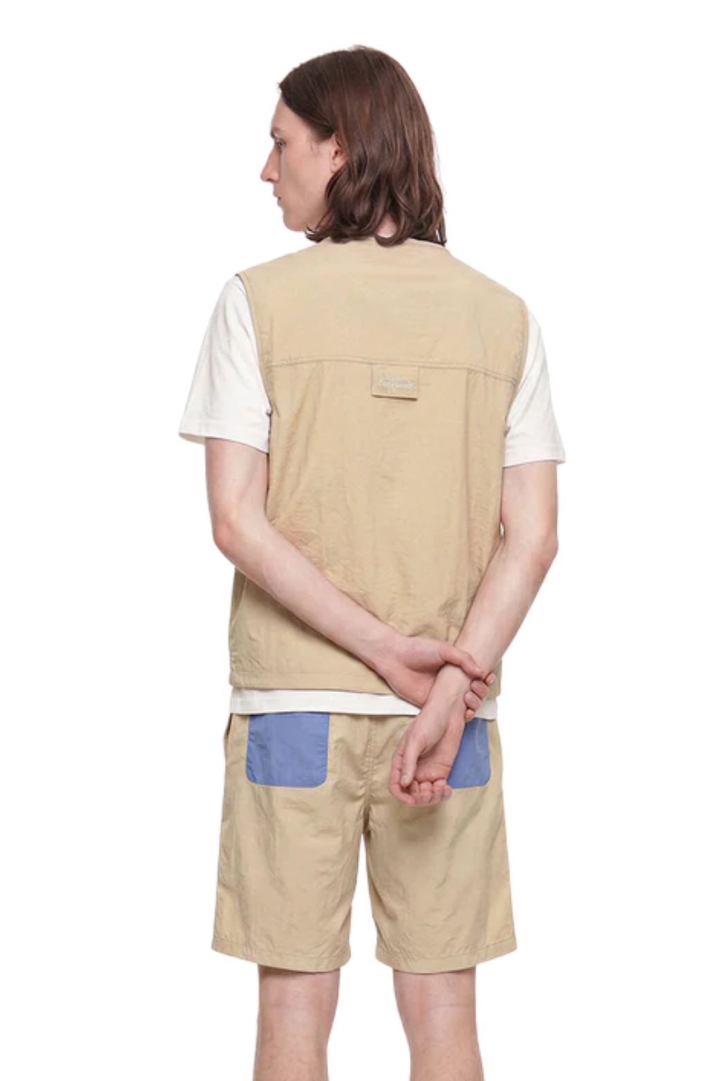 Chaleco We Are Not Friends Bicolor Vest Beige y Azul
