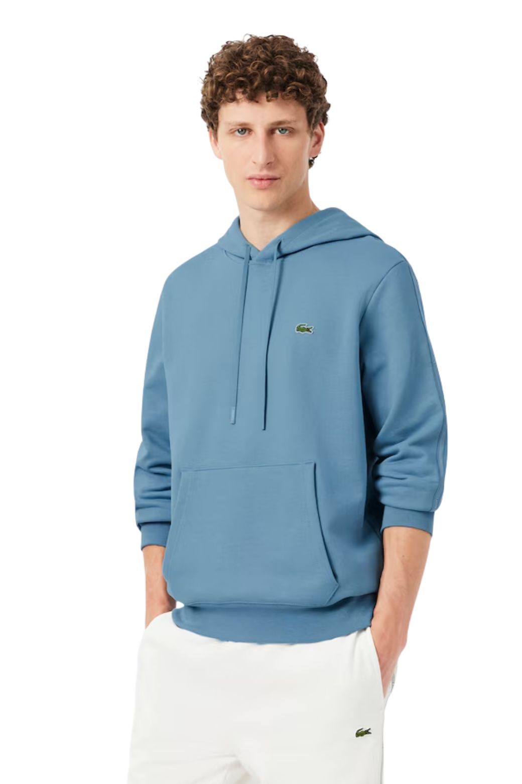 Sudadera Lacoste Capucha Franjas Azul