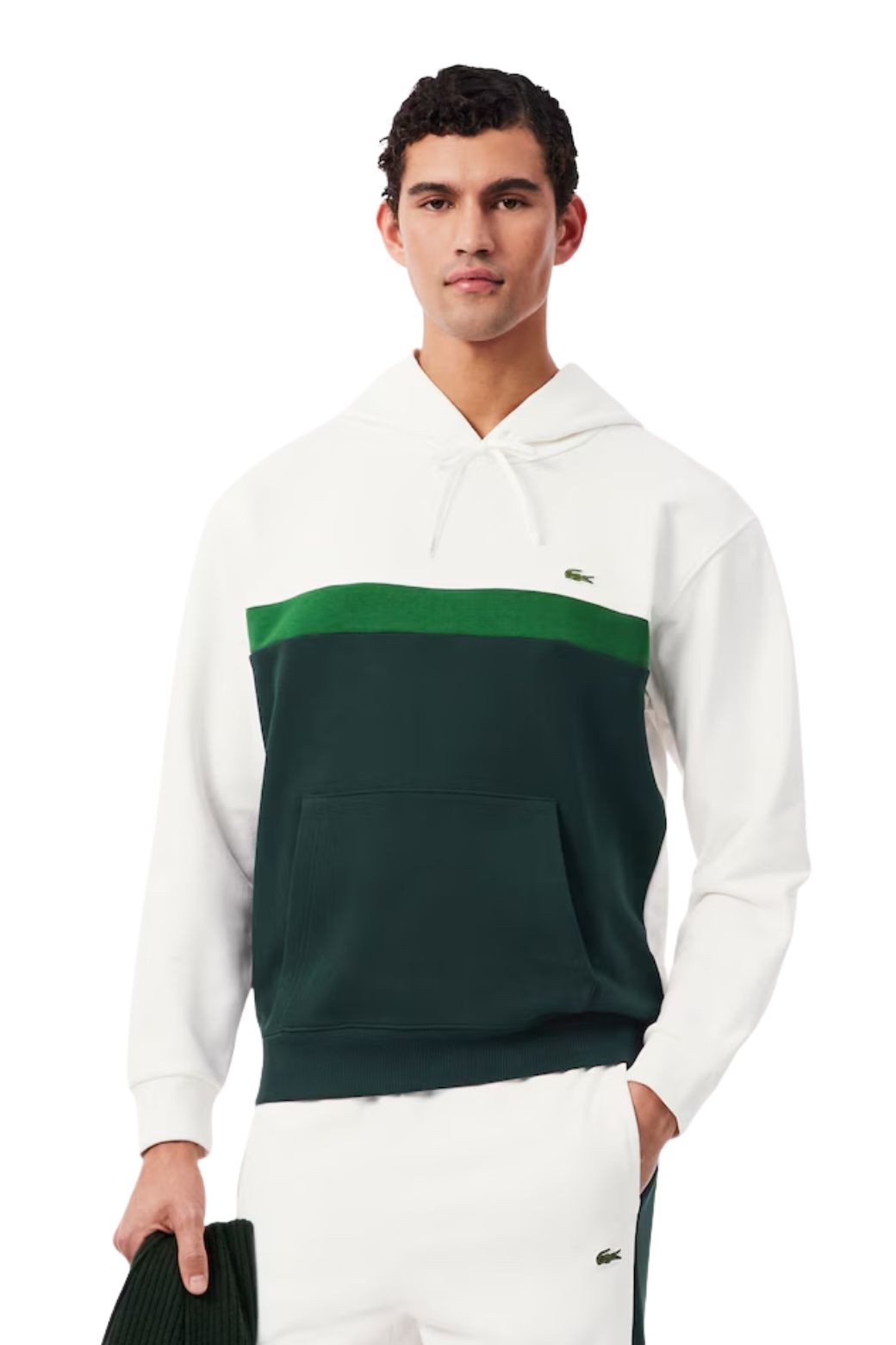 Sudadera Lacoste Colorblock Blanca y Verde