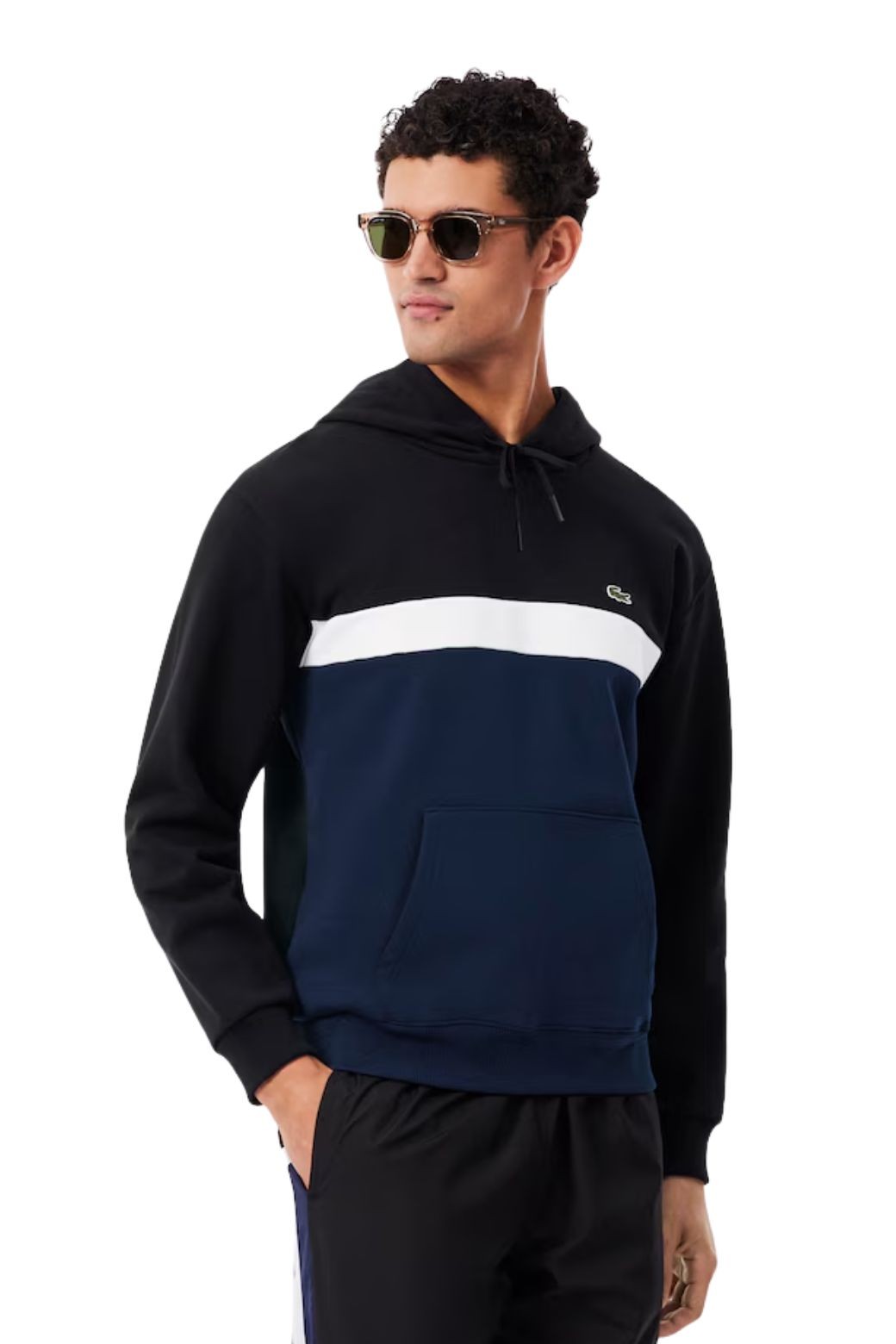 Sudadera Lacoste Colorblock Negro, Blanco y Azul