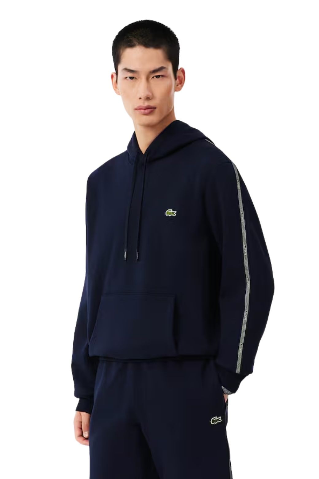 Sudadera Lacoste Capucha Franjas Azul Marino