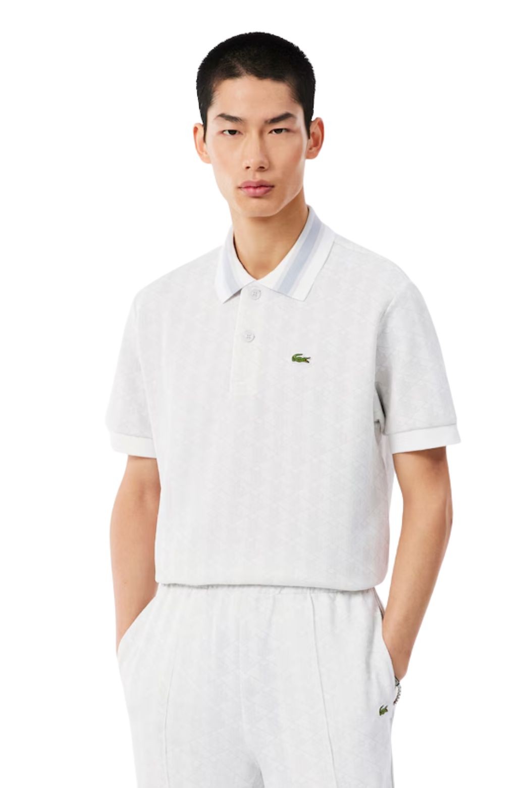 Polo Lacoste Jacquard Blanco