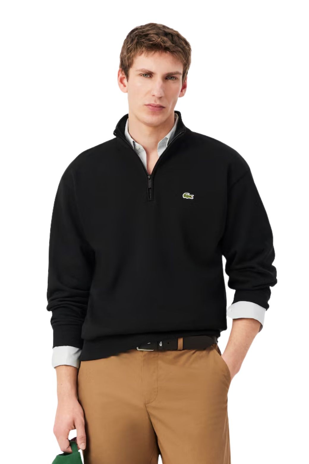 Chaqueta Lacoste Cremallera Felpa Negra