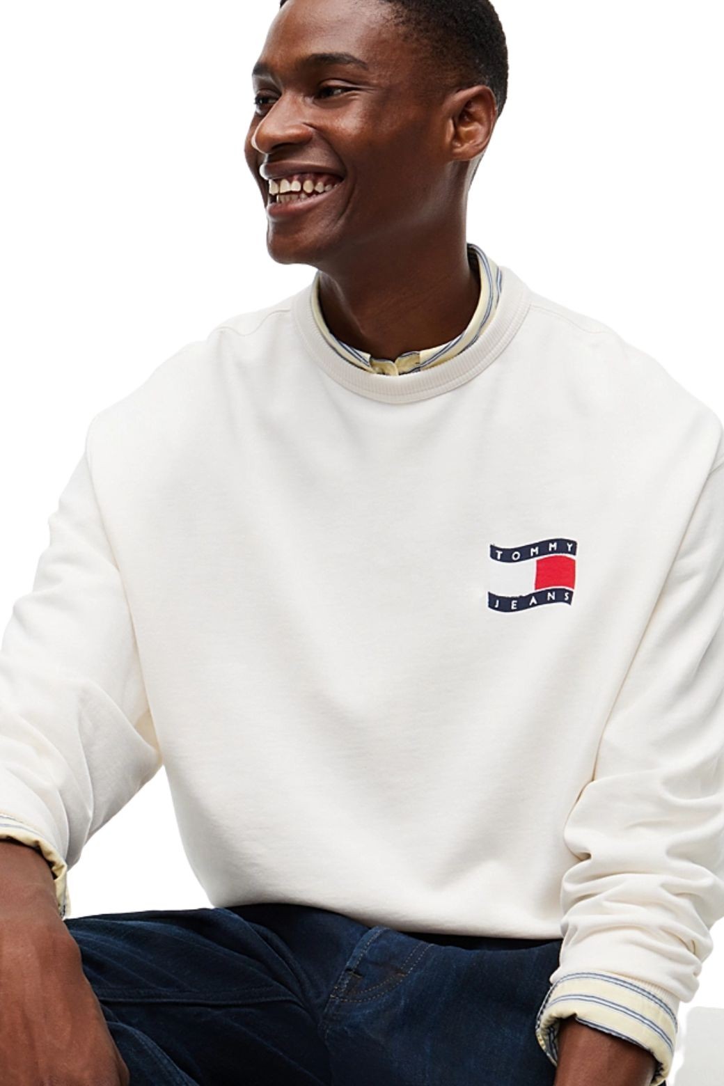 Sudadera Tommy Jeans Wavy Flag Blanca