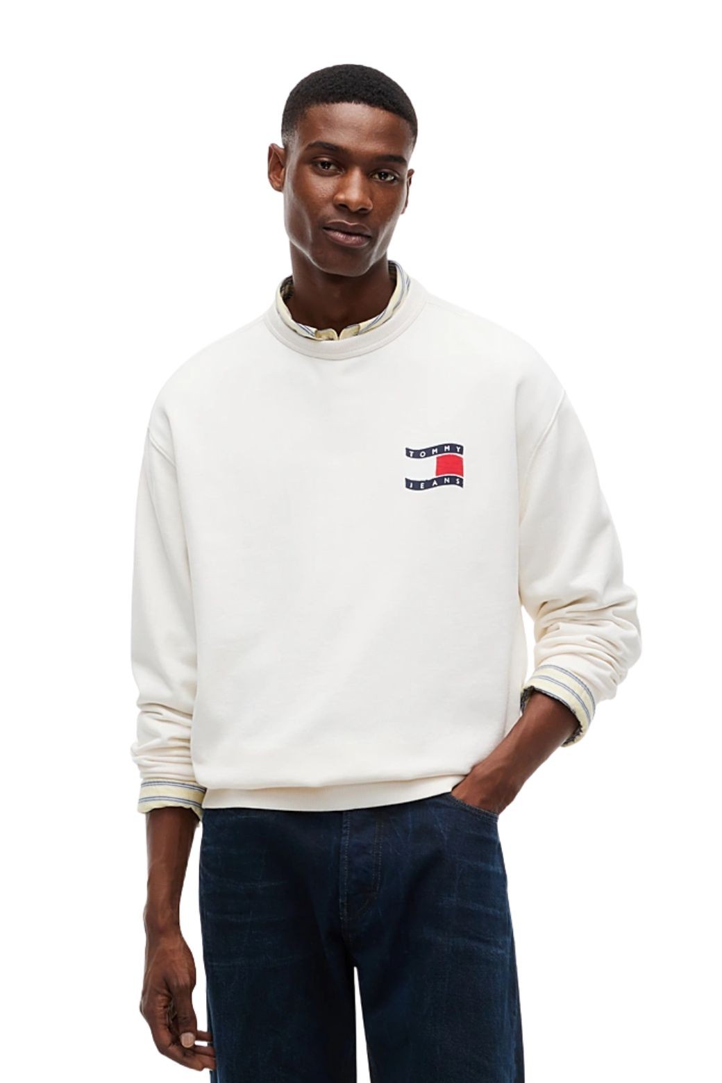 Sudadera Tommy Jeans Wavy Flag Blanca