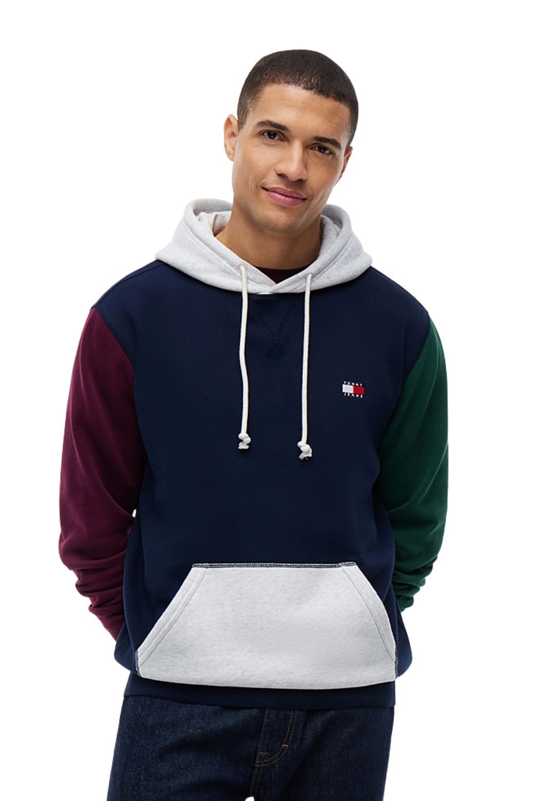 Sudadera Tommy Jeans Colorblock Azul marino, Gris y Verde