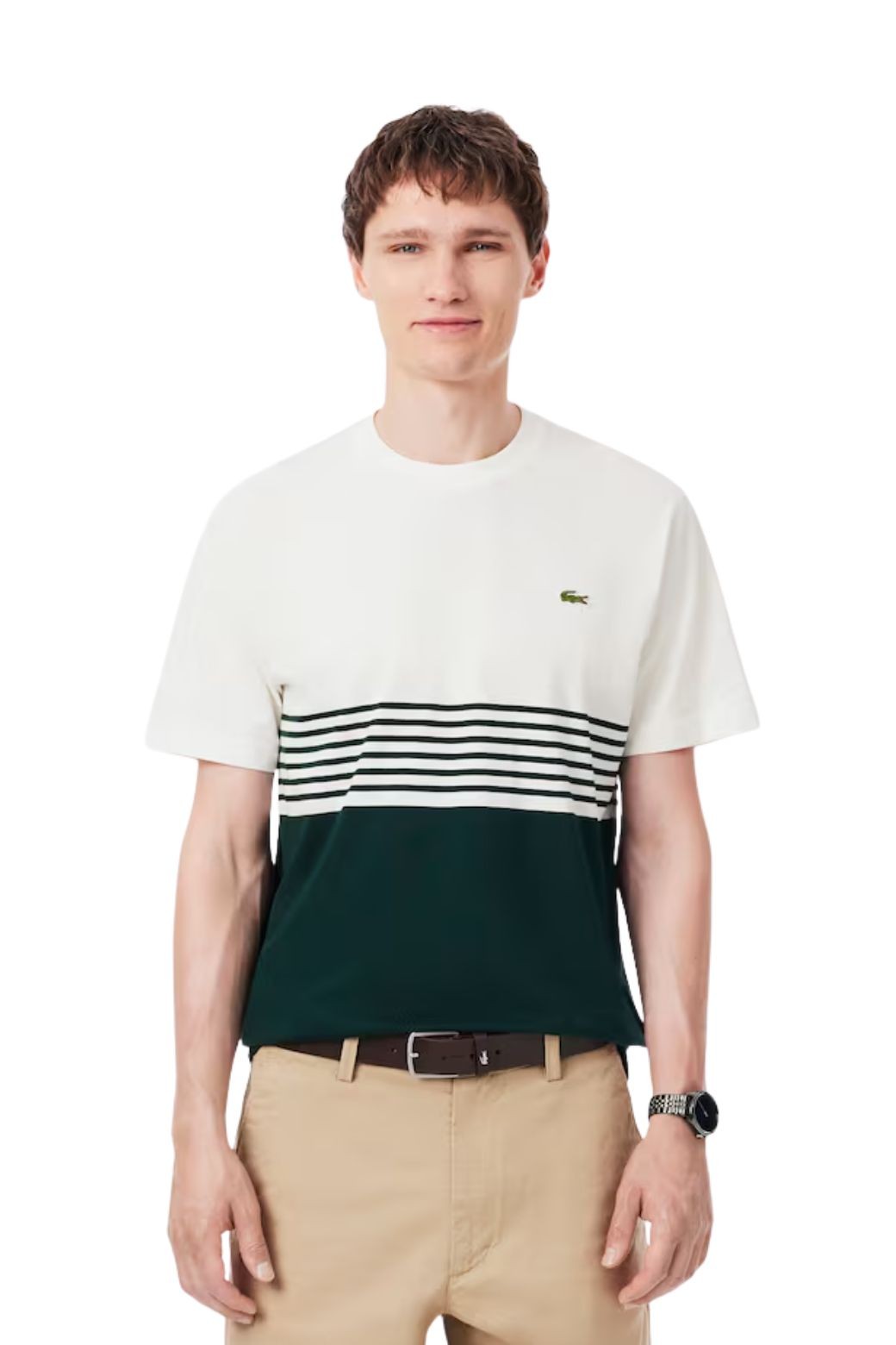 Camiseta Lacoste Colorblock Blanca y Verde