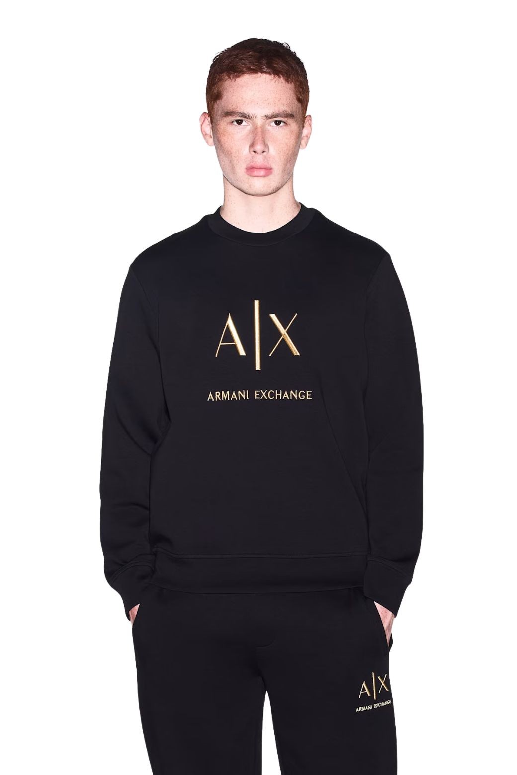 Sudadera Armani Exchange Logotipo Negro y dorado