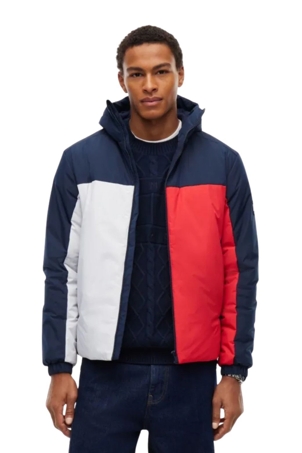 Chaqueta Tommy Jeans Padded Azul marino, Blanca y Roja