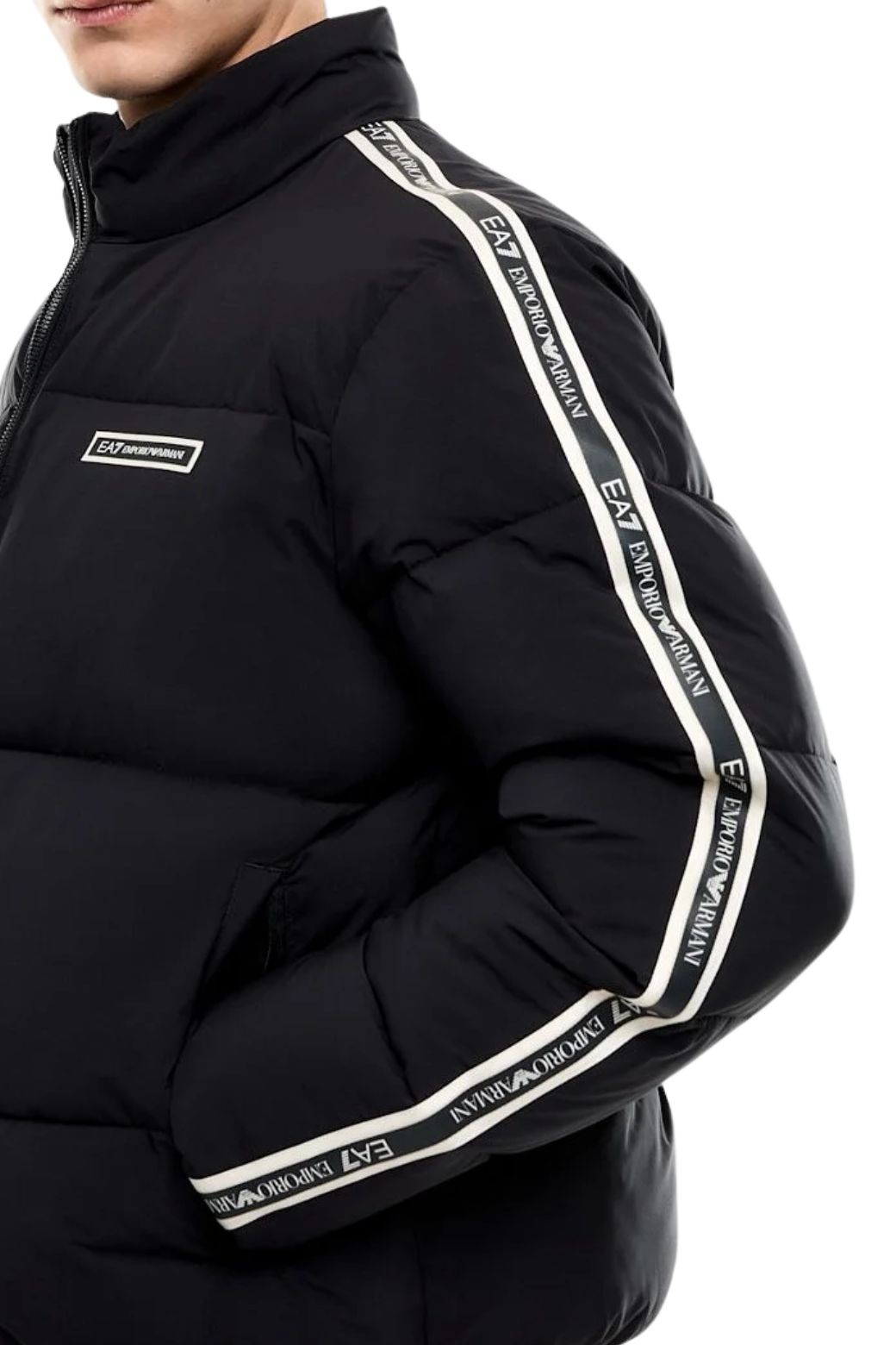 Abrigo EA7 Emporio Armani Franjas Negro