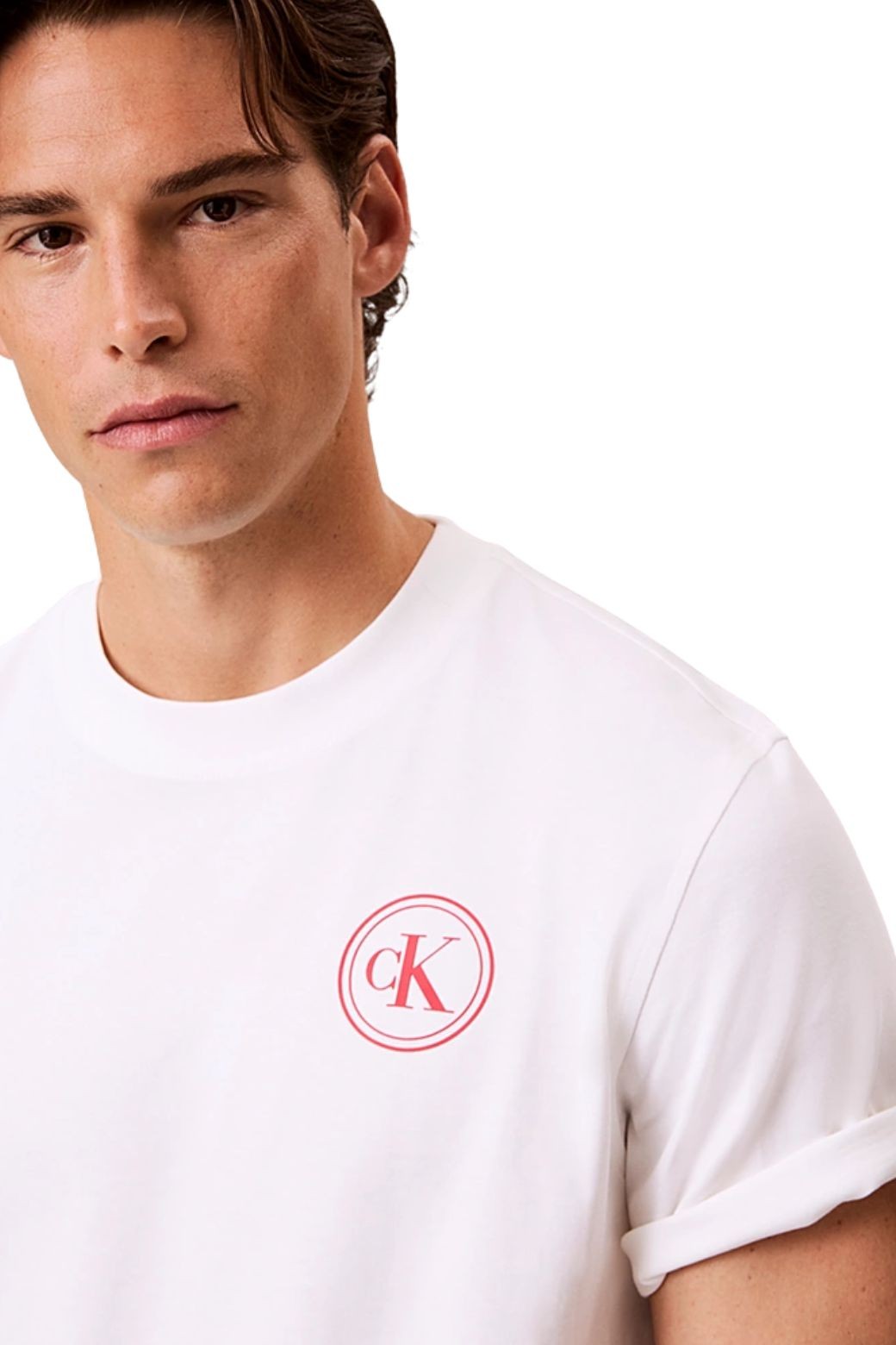 Camiseta Calvin Klein Back Logo Blanca y roja