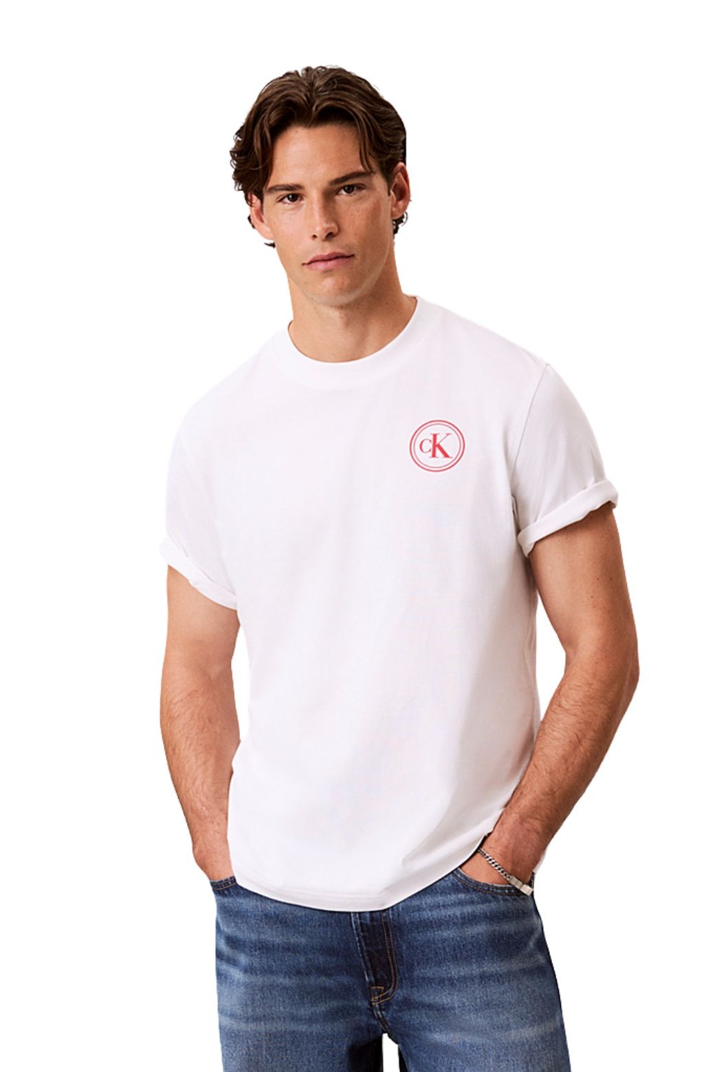 Camiseta Calvin Klein Back Logo Blanca y roja