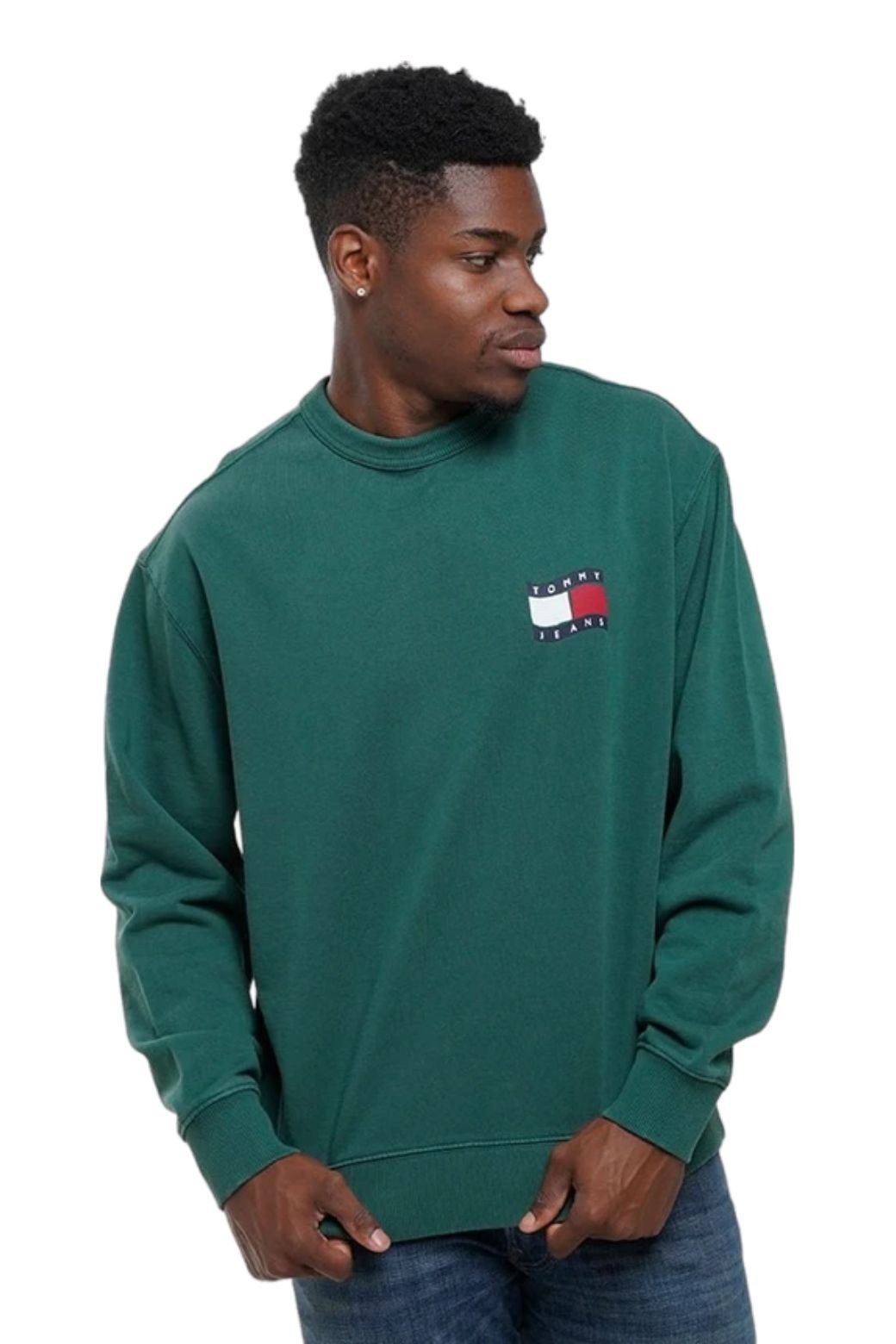 Sudadera Tommy Jeans Wavy Flag Verde
