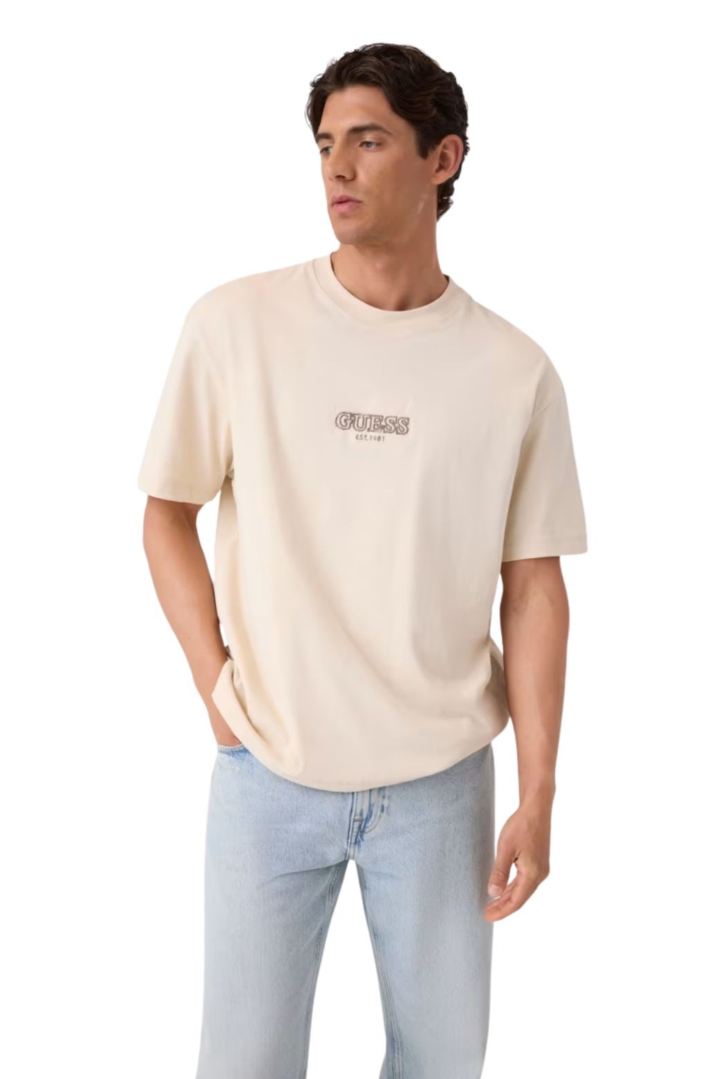 Camiseta Guess Small Logo Beige