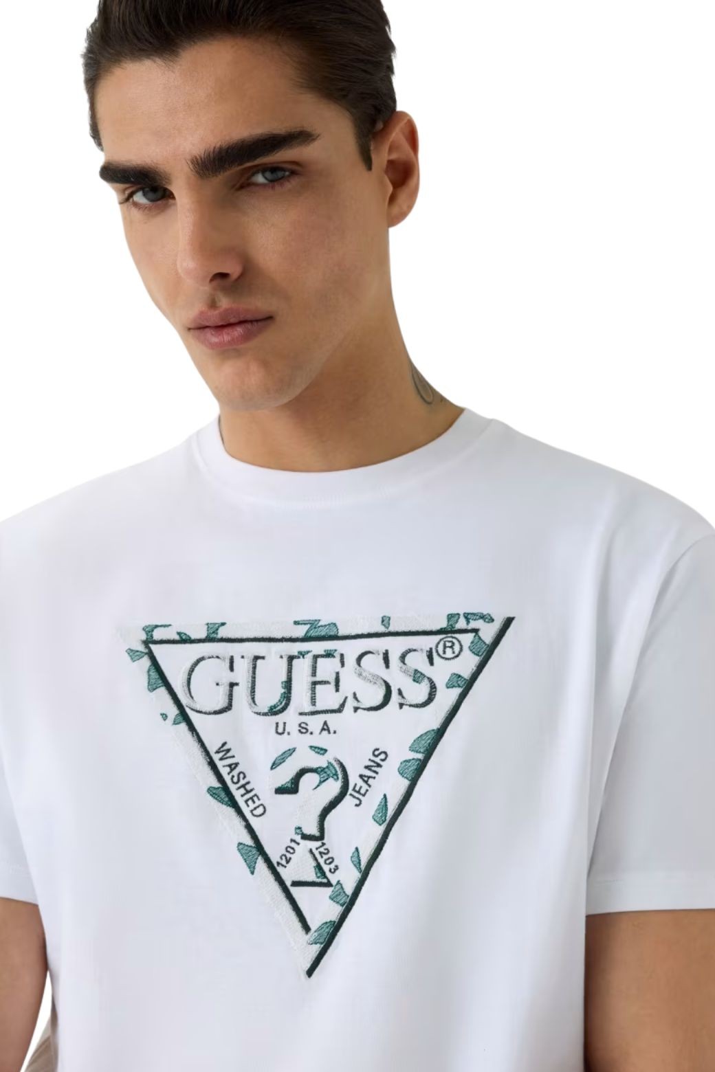 Camiseta Guess Triangle Leave Blanca
