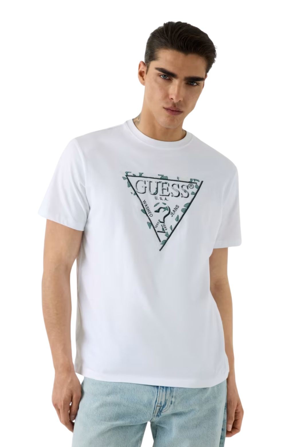 Camiseta Guess Triangle Leave Blanca
