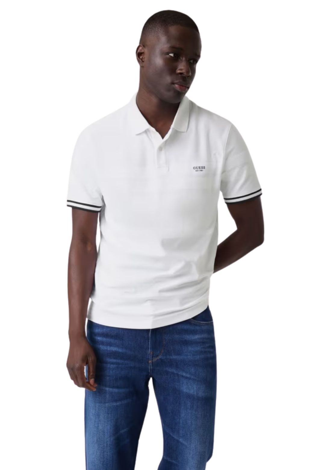 Polo Guess Jacquard Blanco