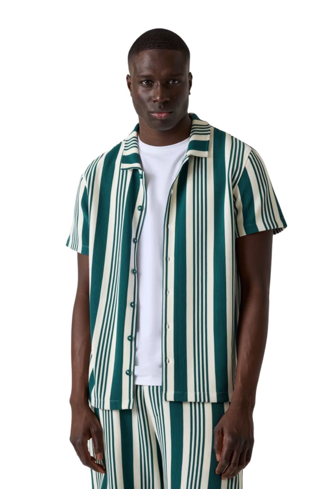 Camisa Guess Rayas Verde y Blanco