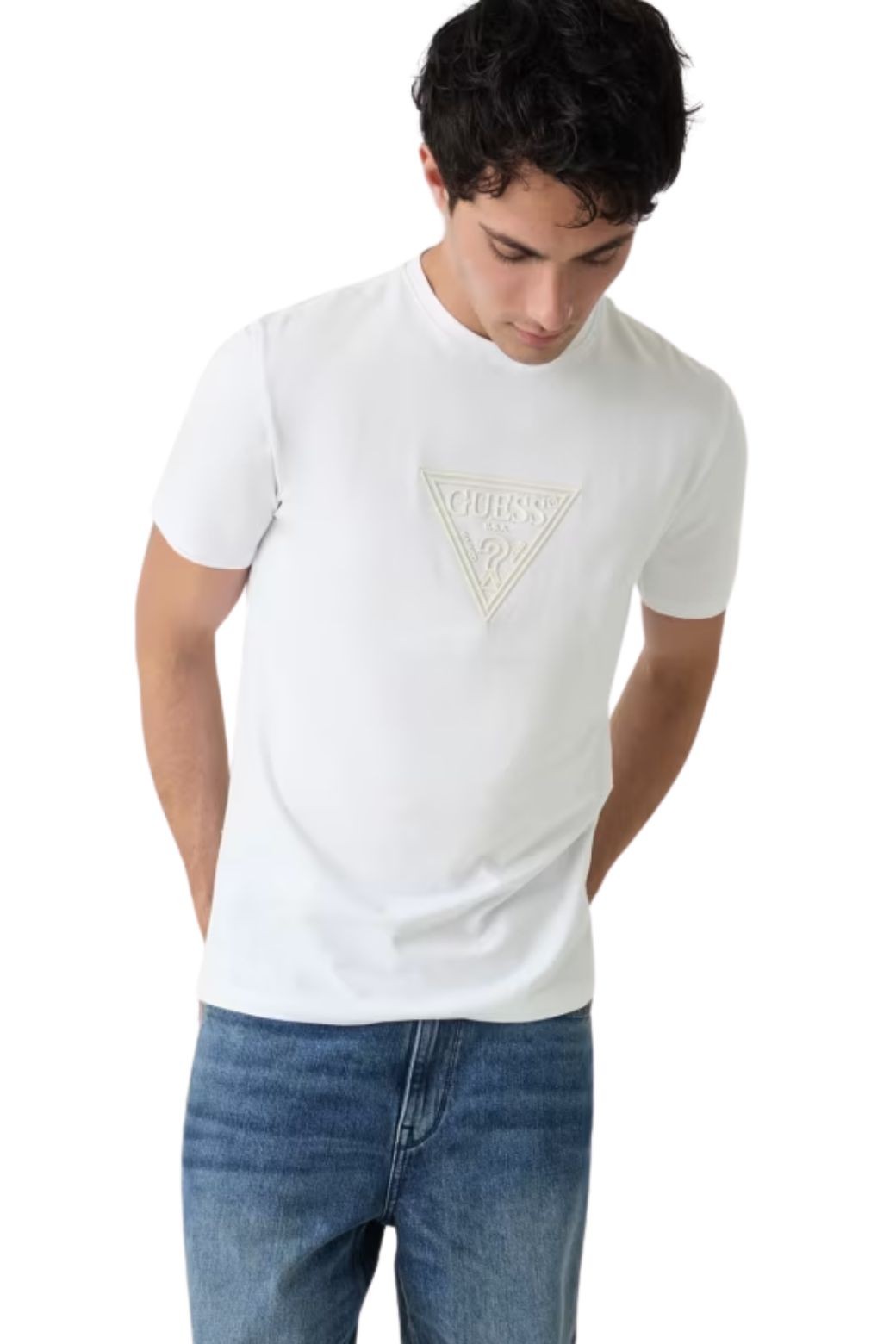 Camiseta Guess Triangle Logo Blanca